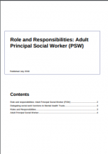 Role and Responsibilities: Adult Principal Social Worker (PSW) 